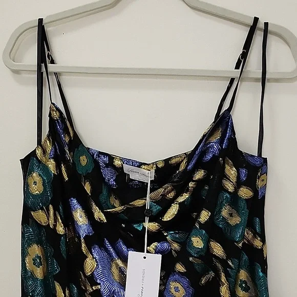 NWT Lovers and Friends Baby Doll Metallic Floral Rhode Cami Tank Top Size Medium - Picture 4 of 16